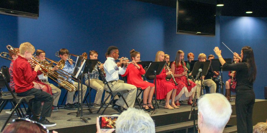 The North Campus Middle School Band under the direction of instructor Jessica Watts performs during their Christmas Concert.