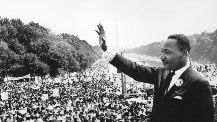 The Reverend Dr. Martin Luther King, Jr. brings passion to the crowds at the March on Washington with his "I Have a Dream" speech in 1963.