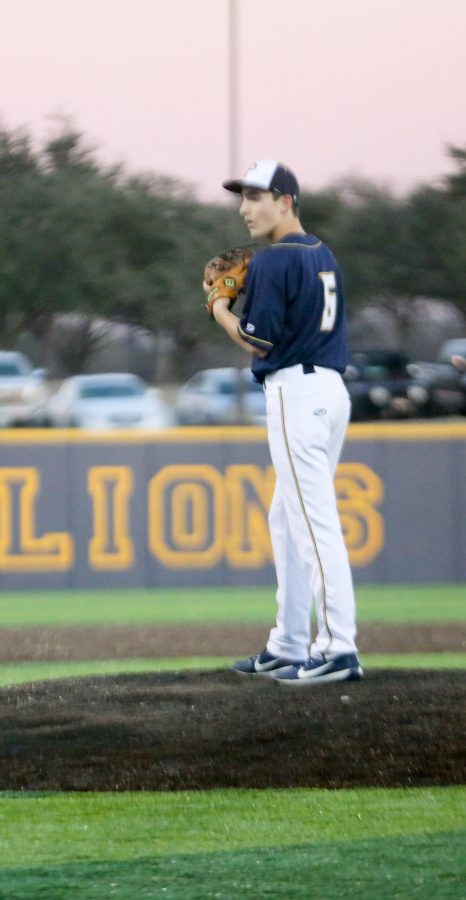 Freshman pitcher Luke Savage takes the mound against the CHANT Chargers. Luke is one of three Freshman on the Varsity.