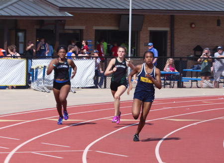 Freshman Hannah Stoutmire pulls away in her race at the Bradley V. Urschel Invitational held at St. Marks. 