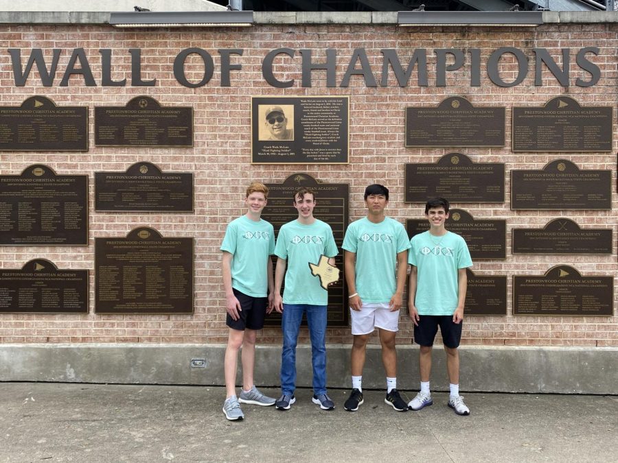 FPS middle division students pose with their award for the international competition.