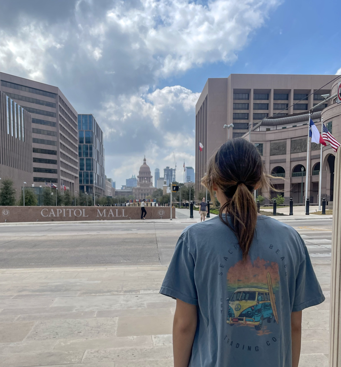 Sophomore Merritt Harris visits the Capitol building on a college visit to UT.