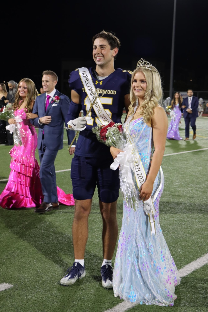 Seniors Sophie Brashear and Campbell Panetti winning homecoming queen and king.