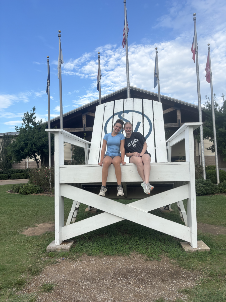 Riley Walker (10) and Emerson Huffman (10) relax on the Sky Ranch chair. Photo provided by Emerson Huffman.
